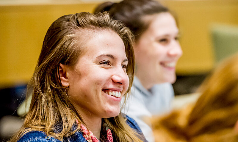 Students smiling in class