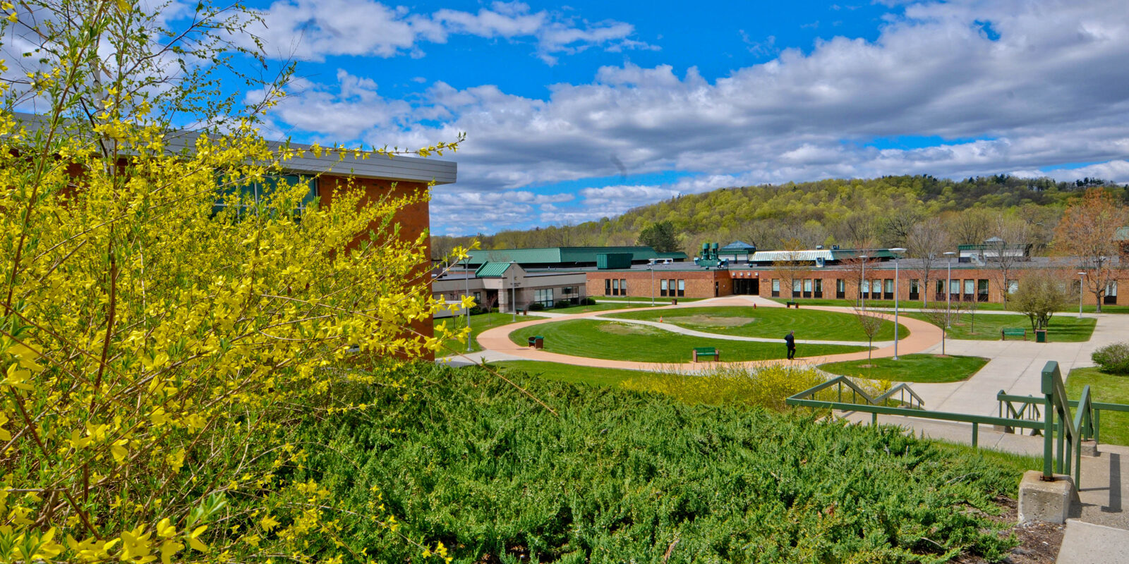 Overlooking campus quad from upper parking lot