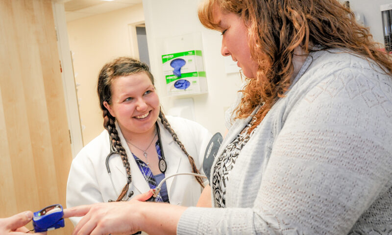 Patient with healthcare worker